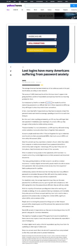 Yahoo coverage LastPass
