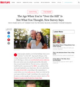 Screenshot of Best Life CBDfx survey story coverage