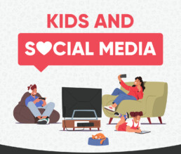 Kids and social media: an illustration of children on digital devices at home