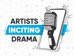 OnePoll survey: artists inciting drama, image of title and a mic
