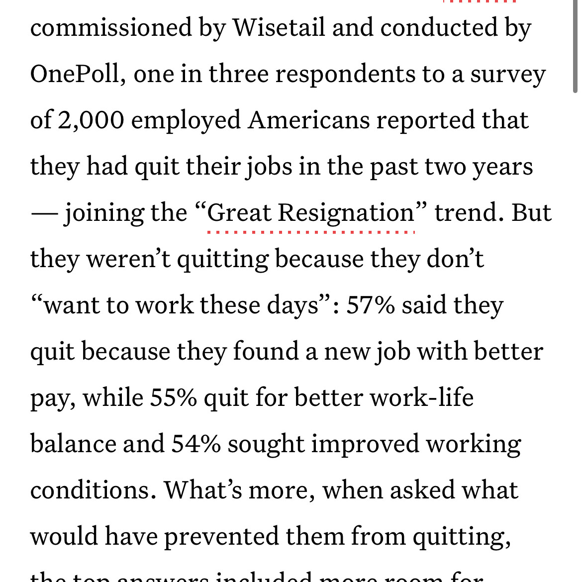 Screenshot of Bustle coverage of Wisetail OnePoll research story