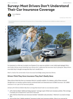 Forbes Advisor OnePoll research article with headline: Most drivers don't understand their car insurance coverage