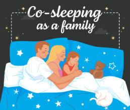 Illustration of a family co-sleeping